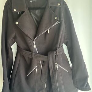 Forever 21 Black Belted Leather Jacket